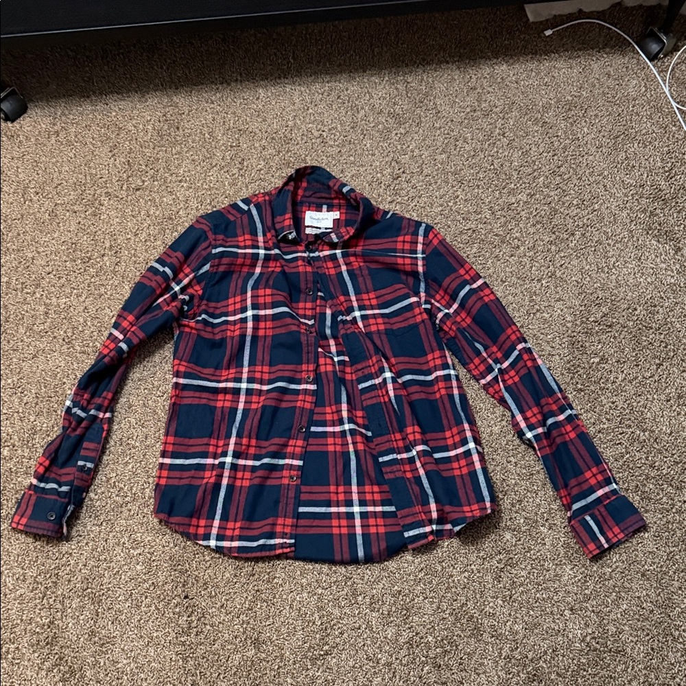 Men's Red and Blue Plaid Shirt